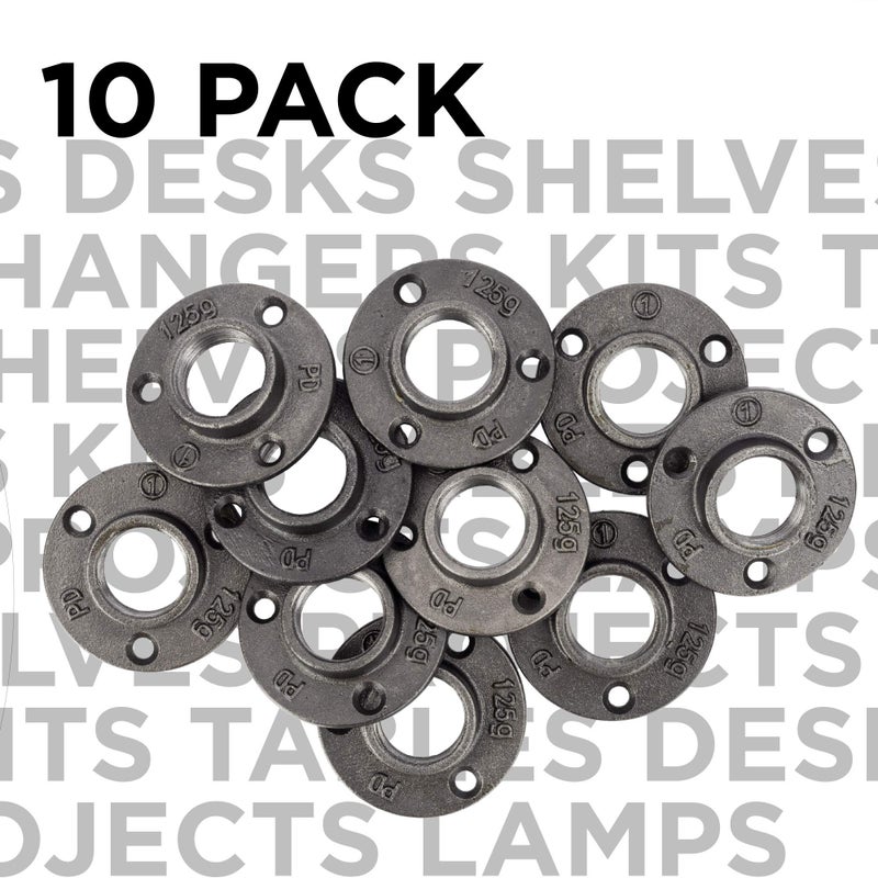PIPE DECOR 1" Mini Floor Flange Fitting, 10-Pack, Malleable Iron, Fits One Inch Diameter Black Steel Plumbing Pipes and Nipples, Build Vintage DIY Pipe Industrial Furniture and Shelving - Image 4